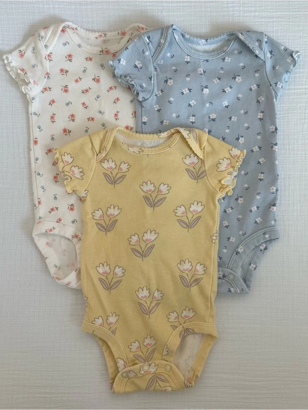 Carter's 3-Pack Floral Short-Sleeve One-Piece Bodysuits
